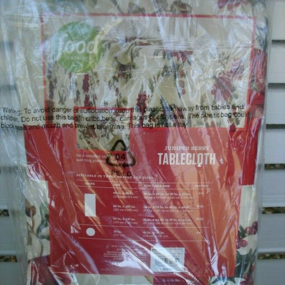 60" x 102" OBLONG Fabric Tablecloth FOOD NETWORK Christmas Winter Juniper - Picture 4 of 8